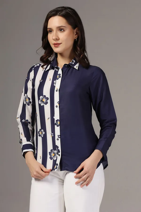Navy_Blue_Muslin_One_Side_Printed_Regular_Fit_Women_Shirt_For_Women