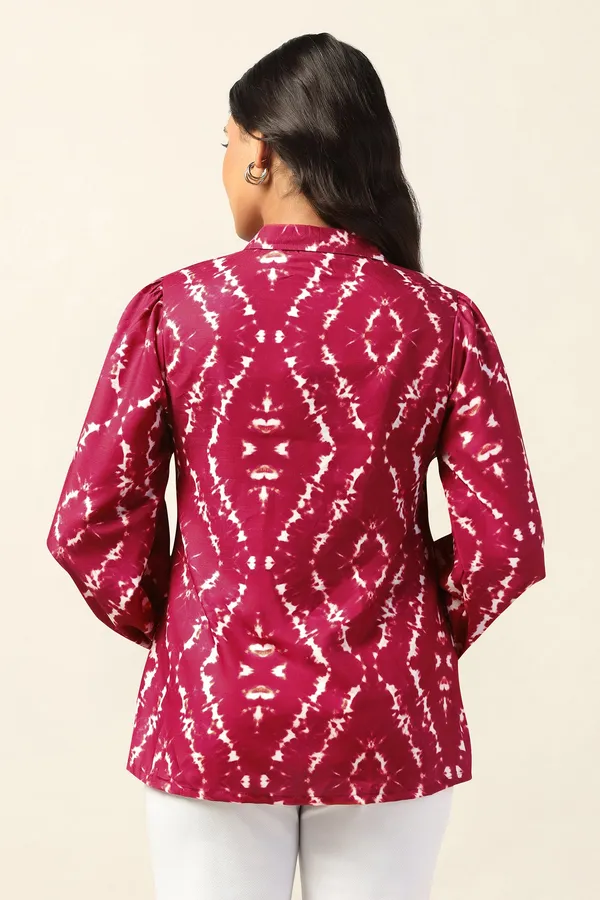 Maroon_Cotton_Blend_Tie-Dye_Printed_Regular_Fit_Shirt_For_Women