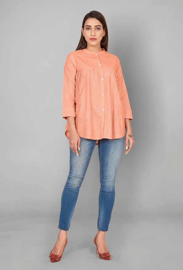 Orange_Cotton_Stripe_Printed_Top_For_Women