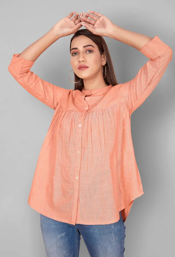 Orange_Cotton_Stripe_Printed_Top_For_Women