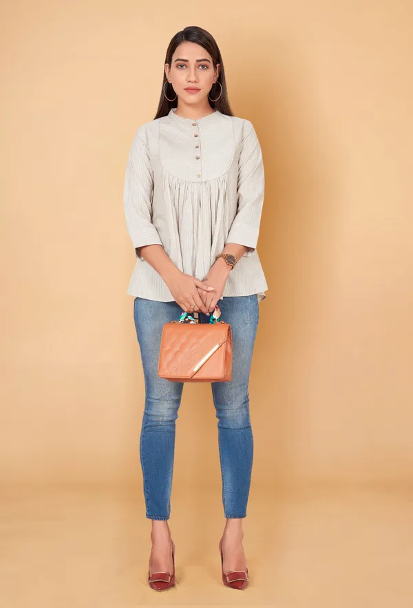 Beige_Cotton_Stripe_Printed_Top_For_Women