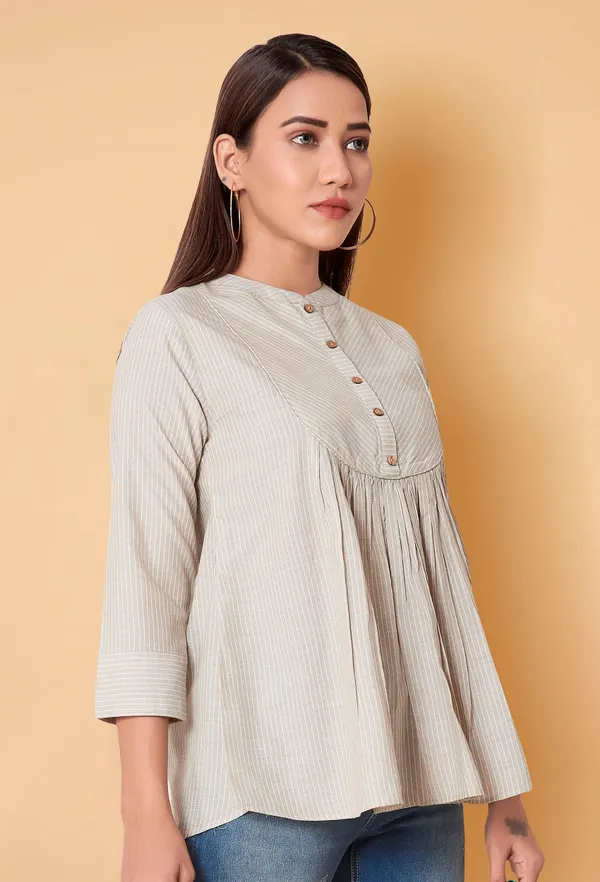 Beige_Cotton_Stripe_Printed_Top_For_Women