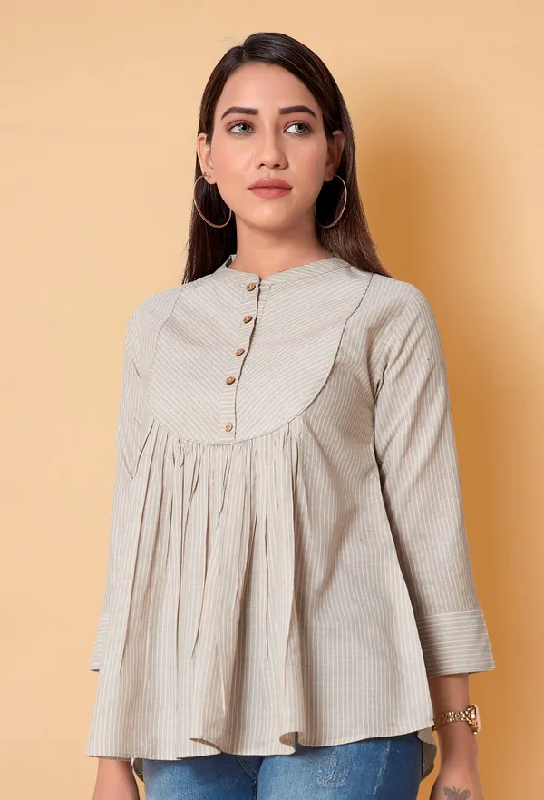 Beige_Cotton_Stripe_Printed_Top_For_Women