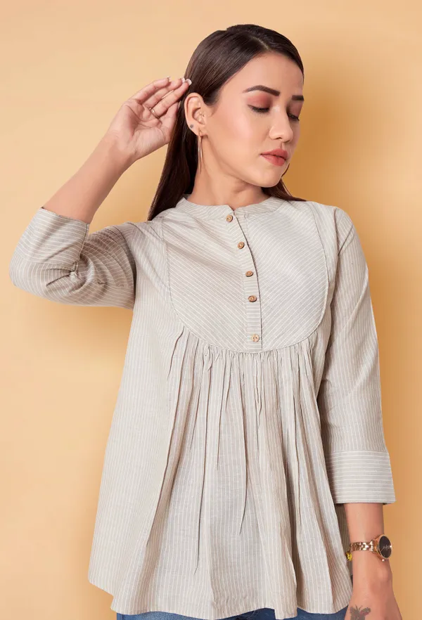 Beige_Cotton_Stripe_Printed_Top_For_Women