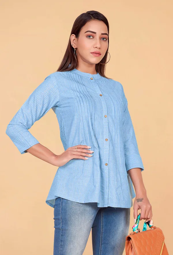 Blue__Cotton_Stripe_Printed_Top_For_Women