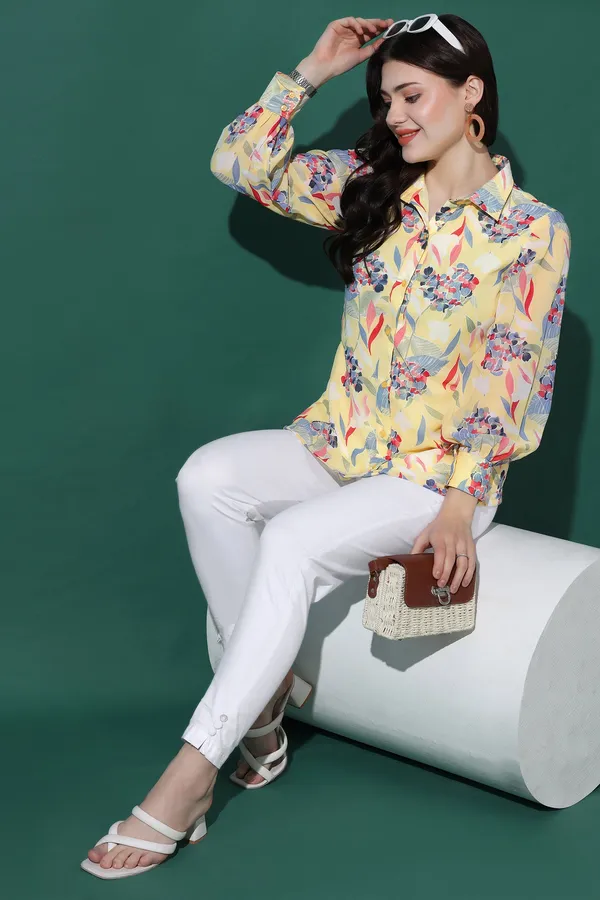 Yellow_Georgette_Mill_Pr_Floral_Printed_Shirt_Style_Top_For_Women