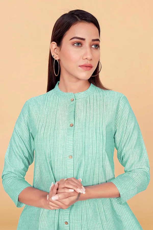 Mint_Green_Stripe_Printed_Cotton_Top_For_Women