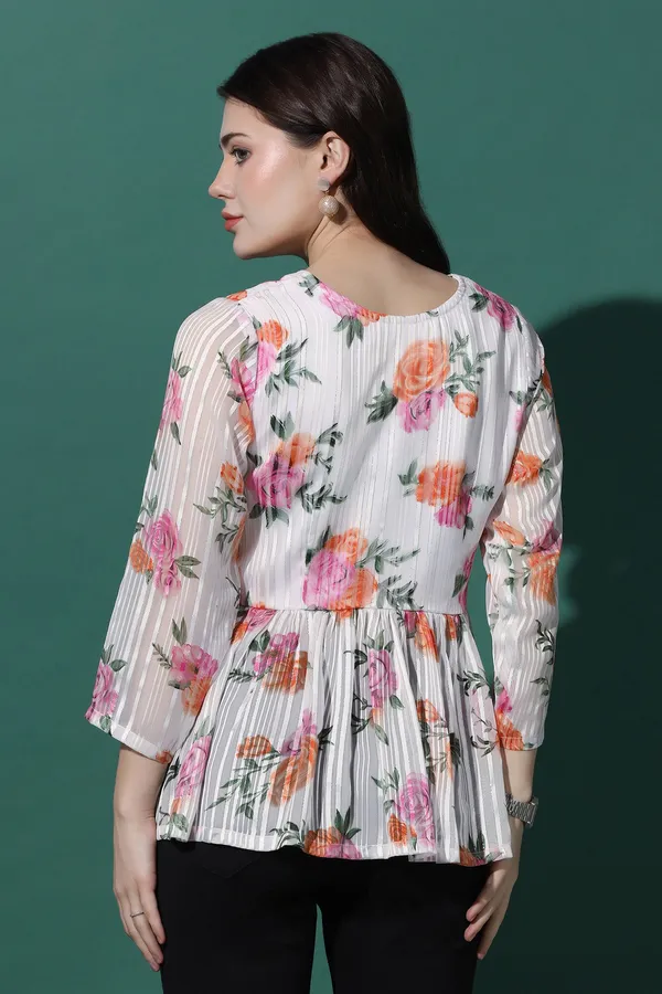 White_Floral_Printed_Georgette_Top_For_Women