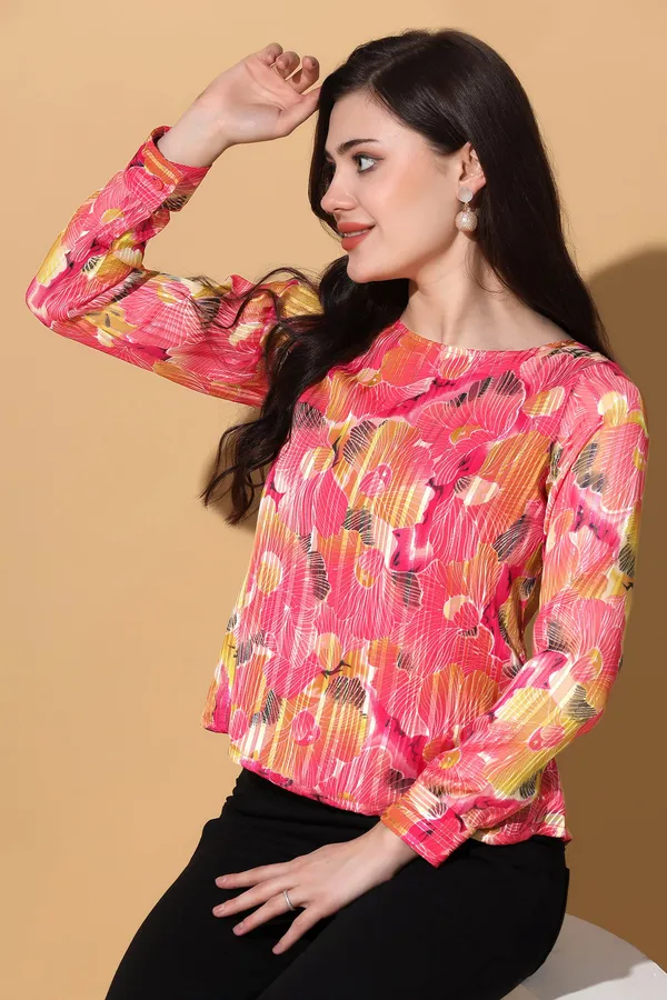 Pink_Georgette_Floral_Printed_Casual_Top_For_Women