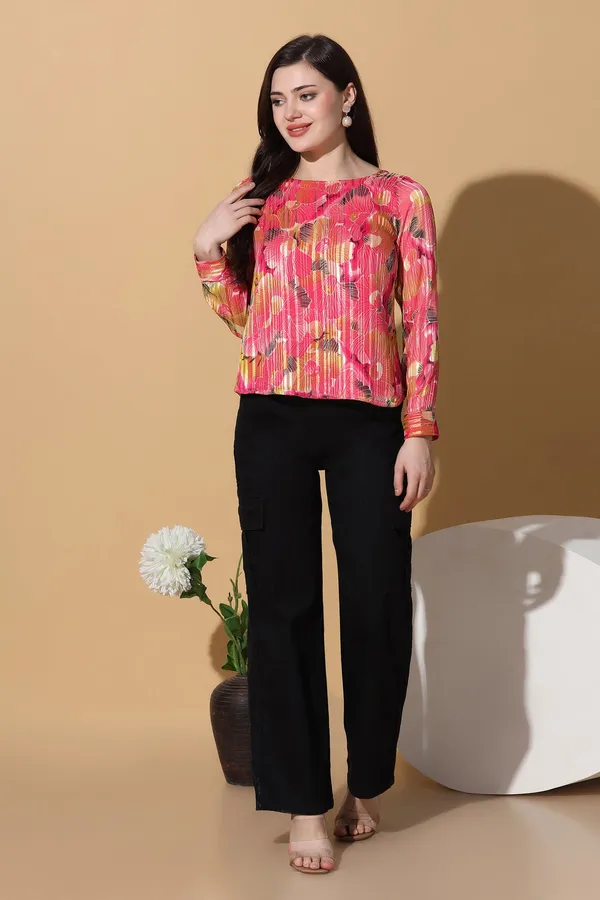 Pink_Georgette_Floral_Printed_Casual_Top_For_Women
