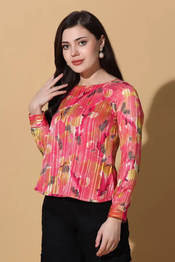 Pink_Georgette_Floral_Printed_Casual_Top_For_Women