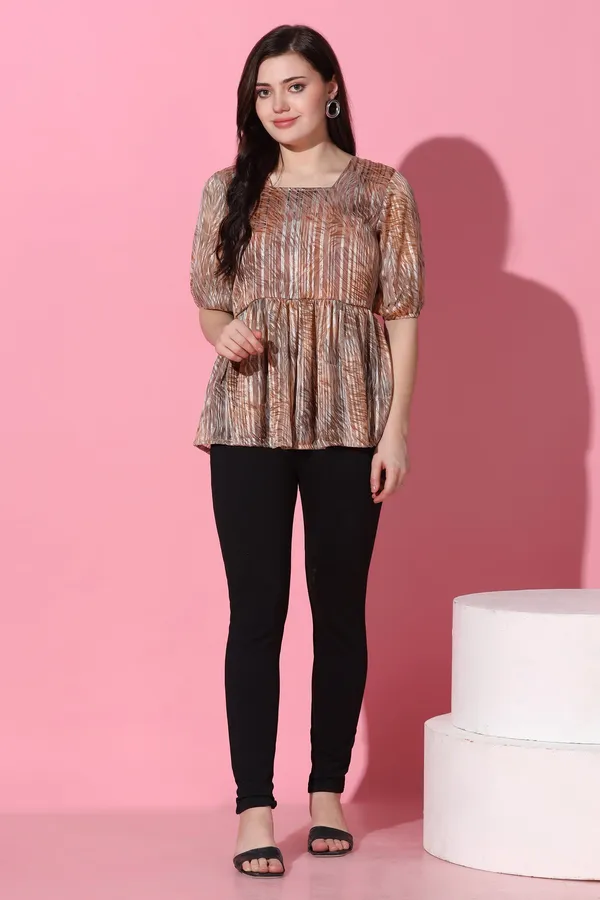 Brown_Georgette_All-Over_Printed_Peplum_Top_For_Women