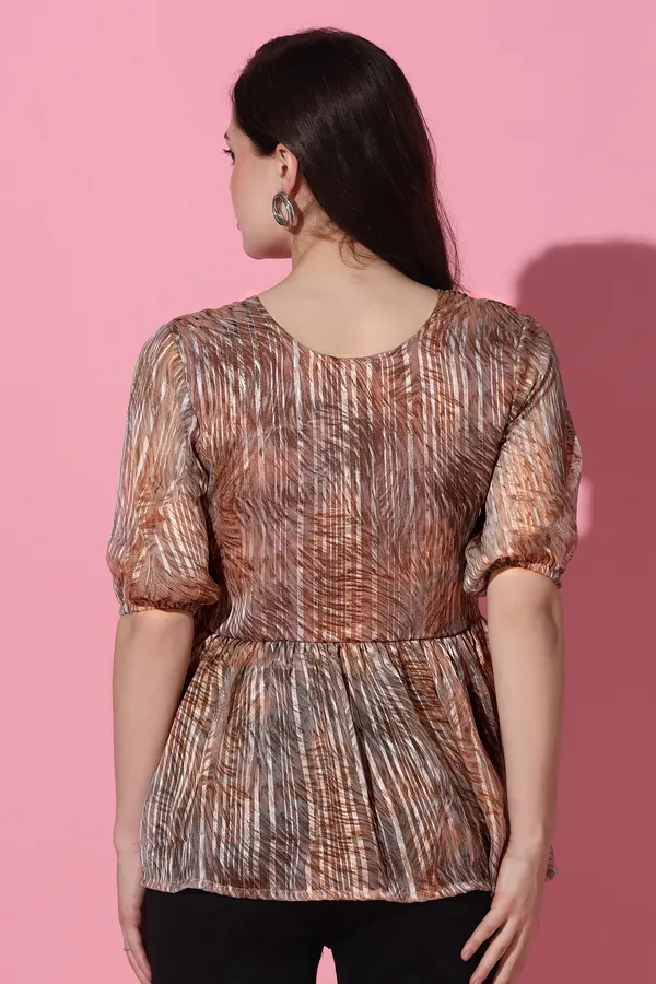 Brown_Georgette_All-Over_Printed_Peplum_Top_For_Women