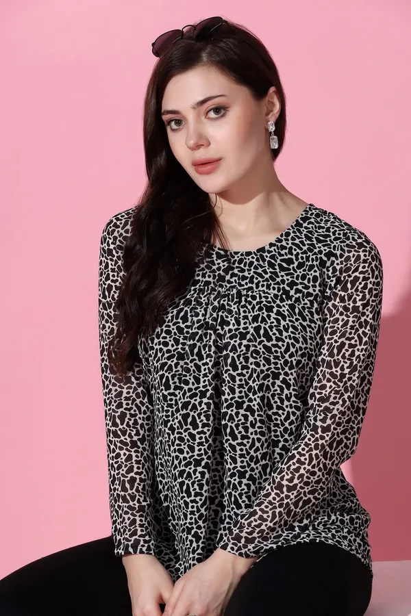 Black_Georgette_All-Over_Printed_Top_For_Women