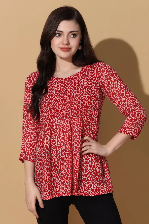 Red_Georgette_All-Over_Printed_Top_For_Women