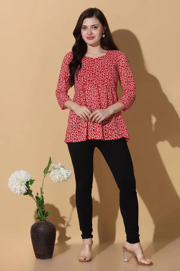 Red_Georgette_All-Over_Printed_Top_For_Women