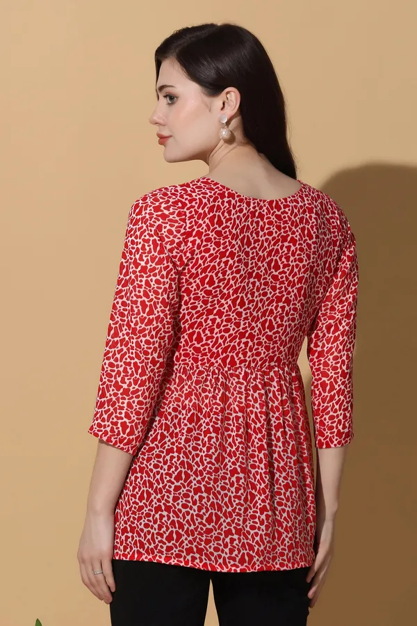 Red_Georgette_All-Over_Printed_Top_For_Women