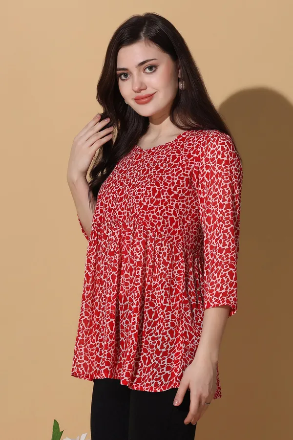Red_Georgette_All-Over_Printed_Top_For_Women