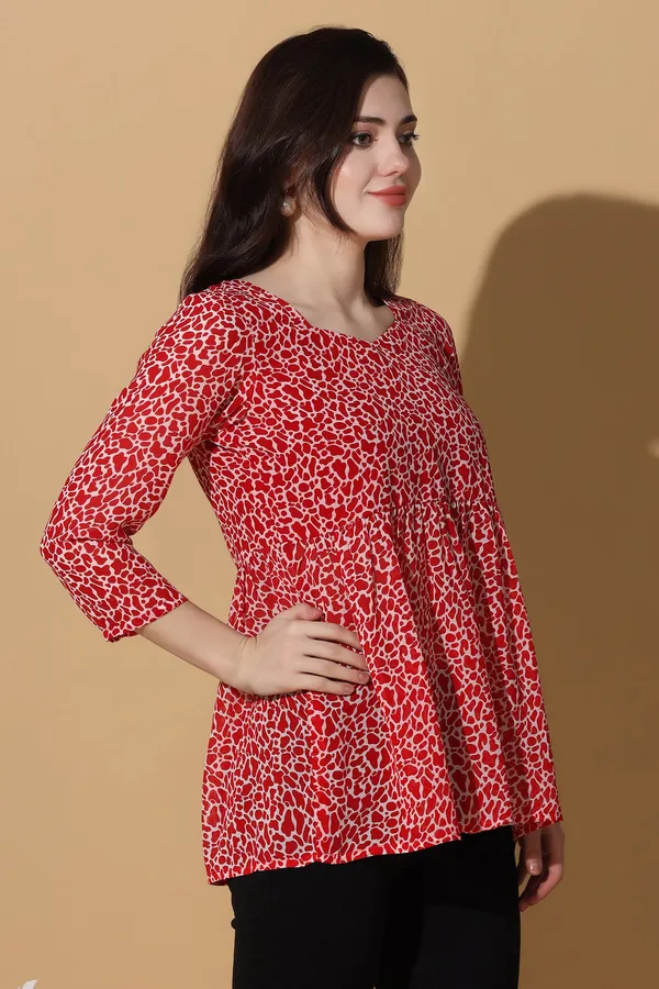 Red_Georgette_All-Over_Printed_Top_For_Women