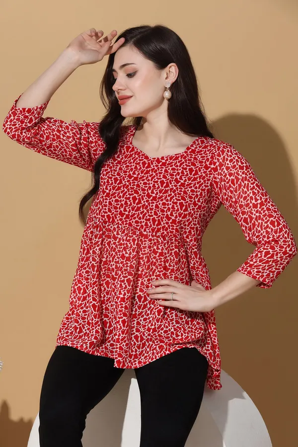 Red_Georgette_All-Over_Printed_Top_For_Women