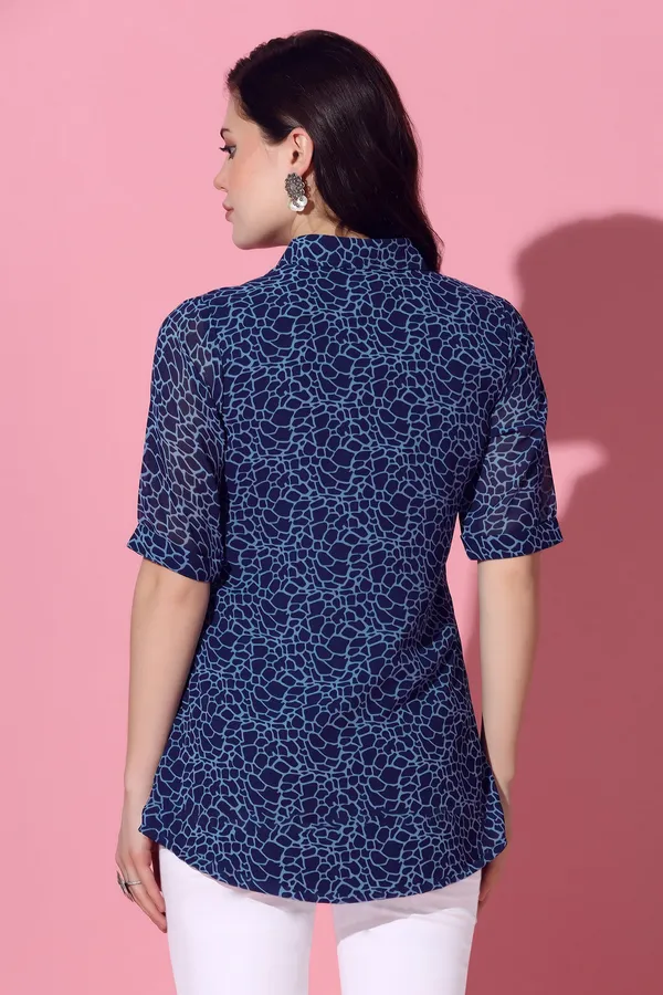 Blue_Animal_Printed_Georgette_Top_For_Women