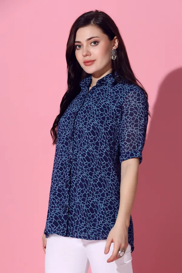 Blue_Animal_Printed_Georgette_Top_For_Women
