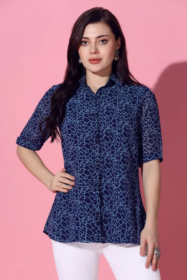 Blue_Animal_Printed_Georgette_Top_For_Women