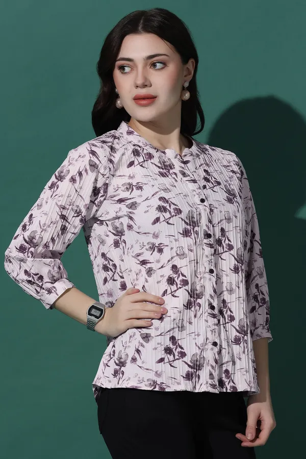 White_Sugarcane_All-Over_Floral_Printed_Casual_Top_For_Women