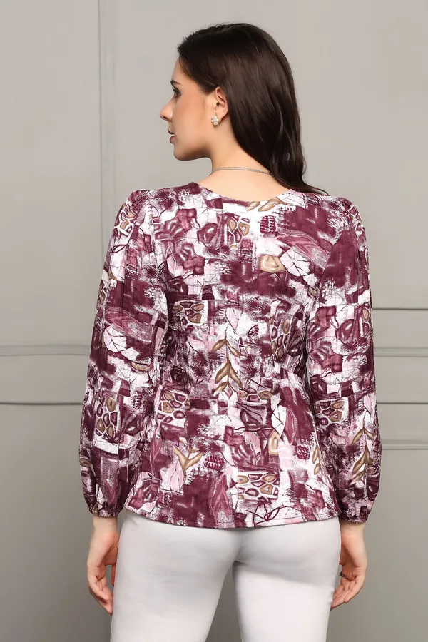 Wine_Abstract_Printed_Cotton_Blend_Casual_Top_For_Women