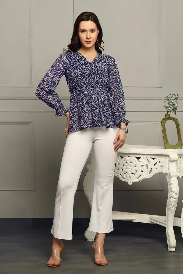 Blue_Floral_Printed_Georgette_Casual_Top_For_Women