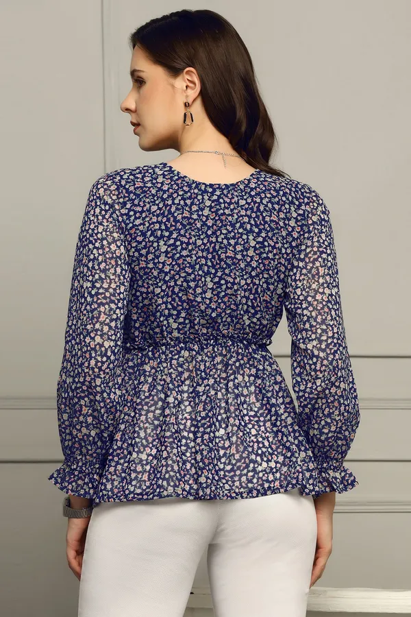 Blue_Floral_Printed_Georgette_Casual_Top_For_Women