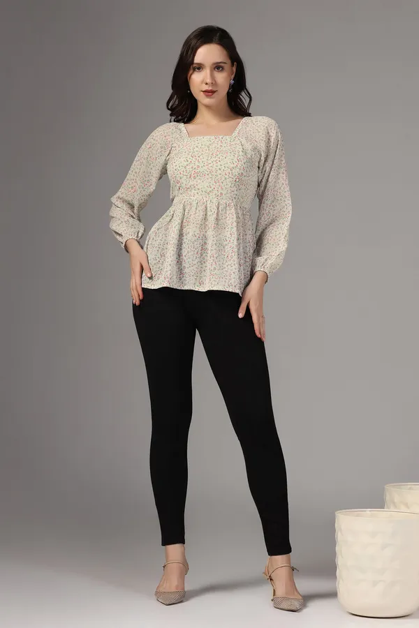 Off_White_Floral_Printed_Georgette_Casual_Top_For_Women