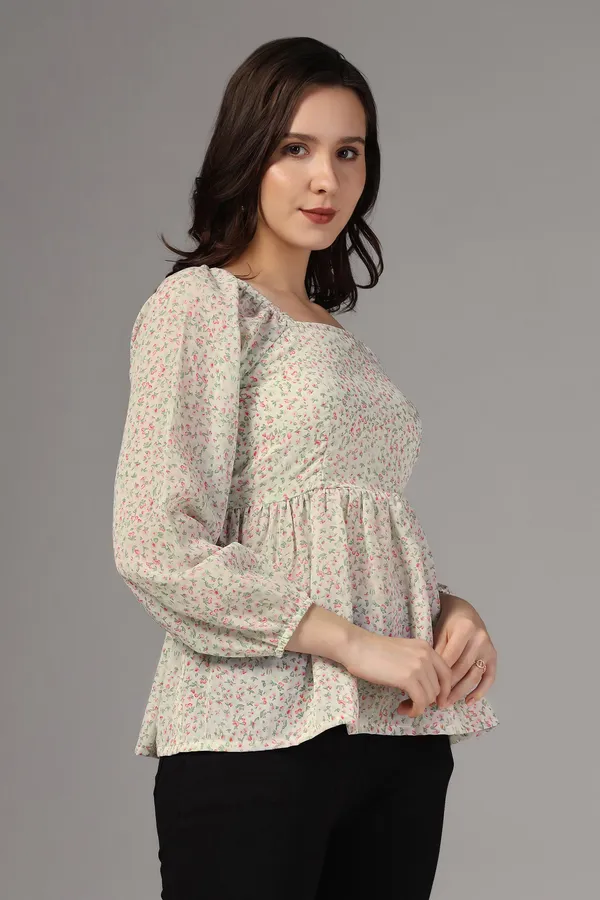 Off_White_Floral_Printed_Georgette_Casual_Top_For_Women
