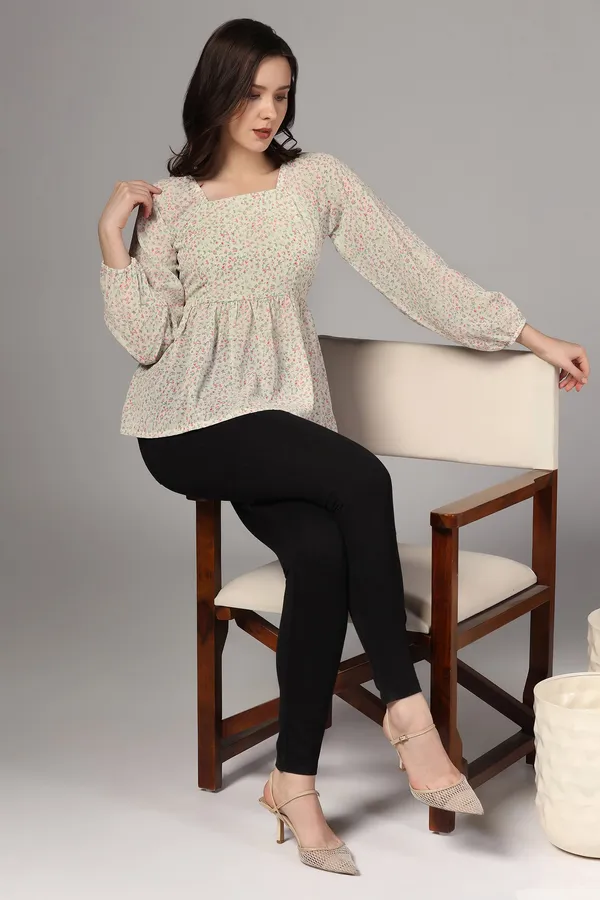 Off_White_Floral_Printed_Georgette_Casual_Top_For_Women