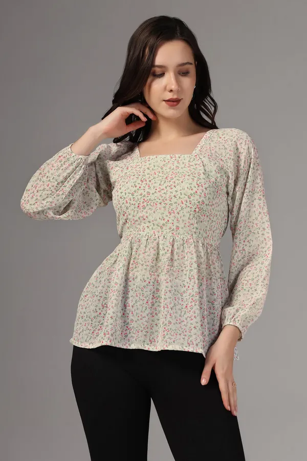 Off_White_Floral_Printed_Georgette_Casual_Top_For_Women