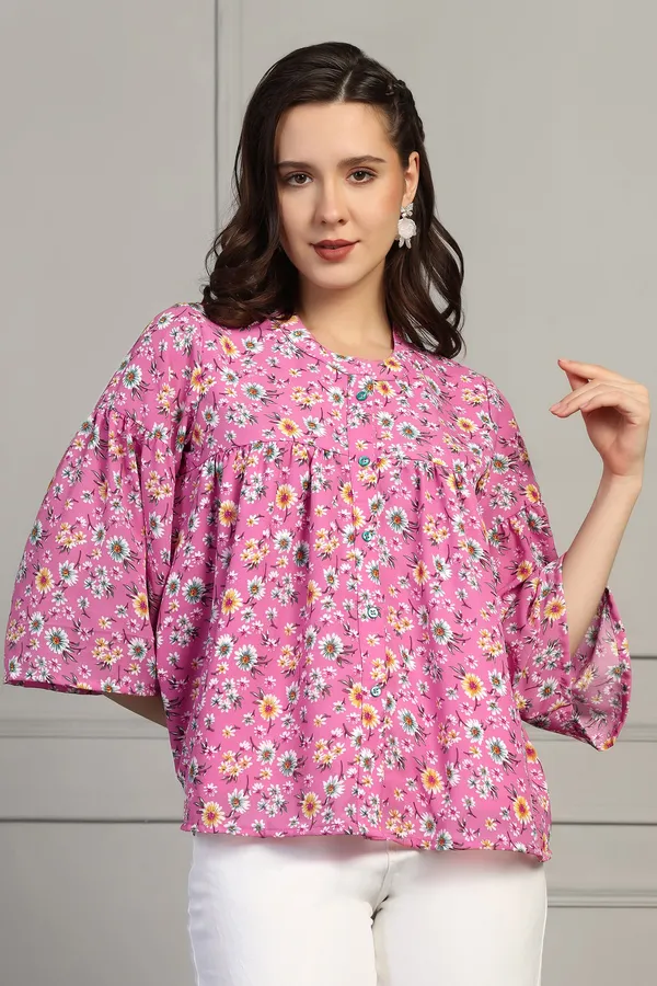Pink_Lexus_Checks_Floral_Printed_Casual_Top_For_Women