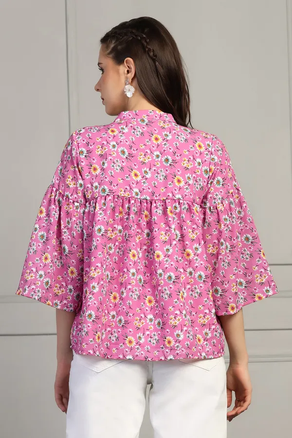 Pink_Lexus_Checks_Floral_Printed_Casual_Top_For_Women