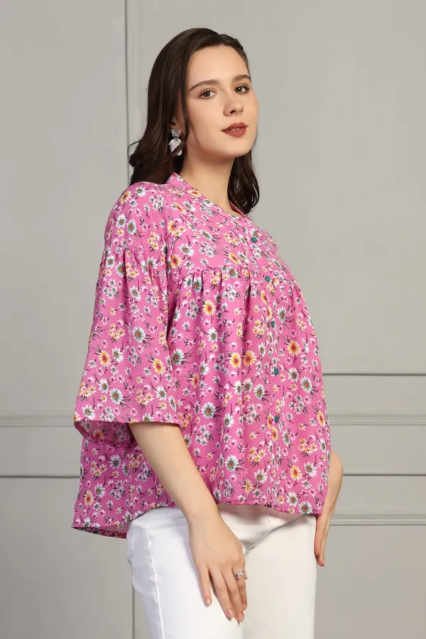 Pink_Lexus_Checks_Floral_Printed_Casual_Top_For_Women