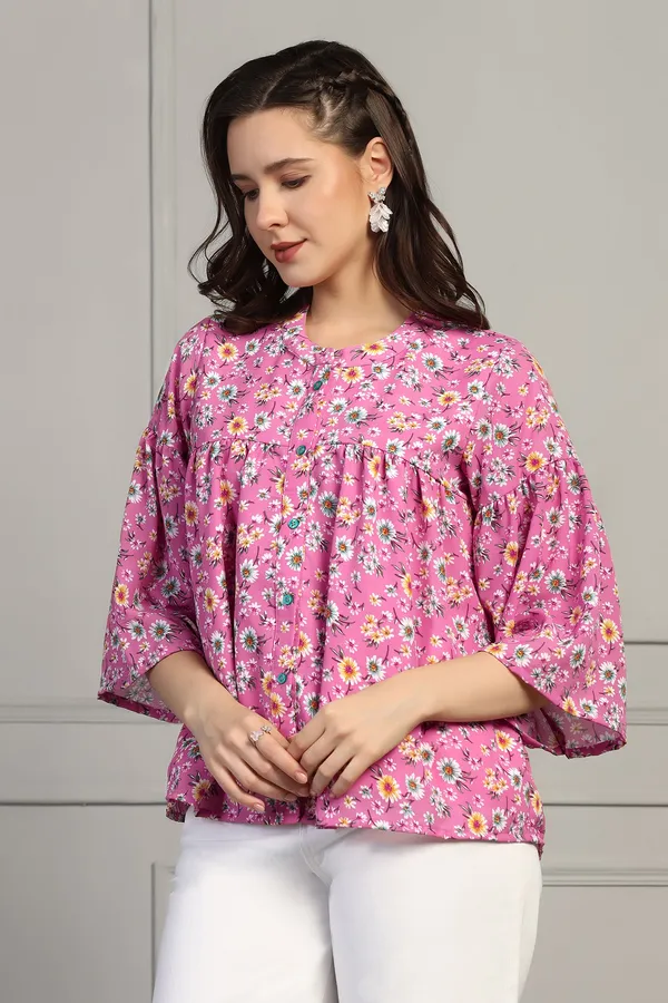 Pink_Lexus_Checks_Floral_Printed_Casual_Top_For_Women