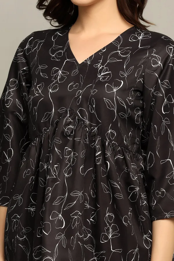 Black_Micro_Floral_Printed_Empire_Waist_Top_For_Women