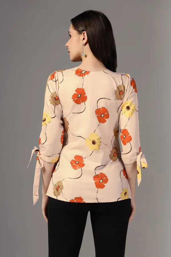 Beige_Micro_Floral_Printed_Casual_Top_For_Women