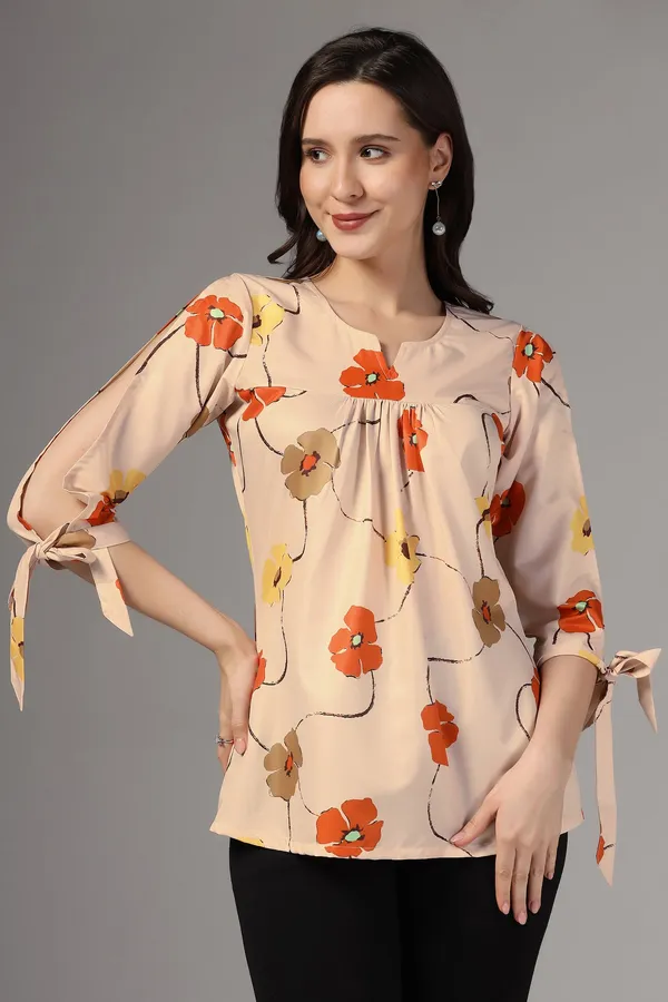 Beige_Micro_Floral_Printed_Casual_Top_For_Women
