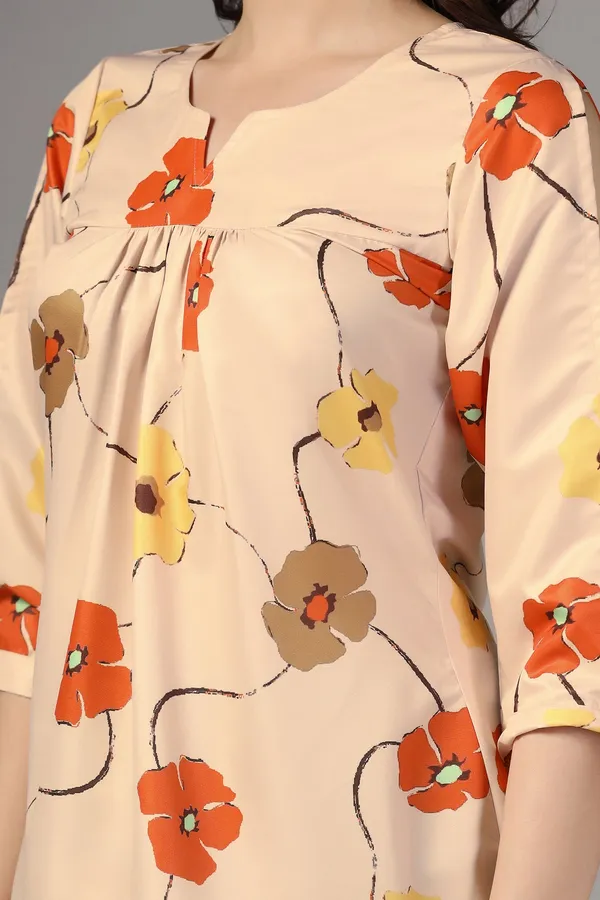 Beige_Micro_Floral_Printed_Casual_Top_For_Women