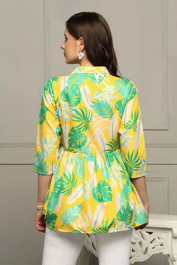 Yellow_Micro_Botanical_Printed_A-Line_Top_For_Women