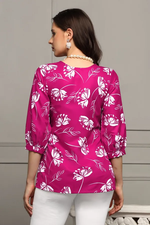 Magenta_Micro_Floral_Printed_Casual_Top_For_Women
