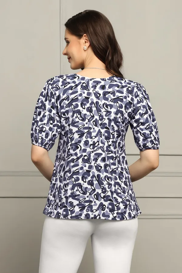 Blue_Cotton_Blend_Abstract_Printed_Hip_Length_Top_For_Women