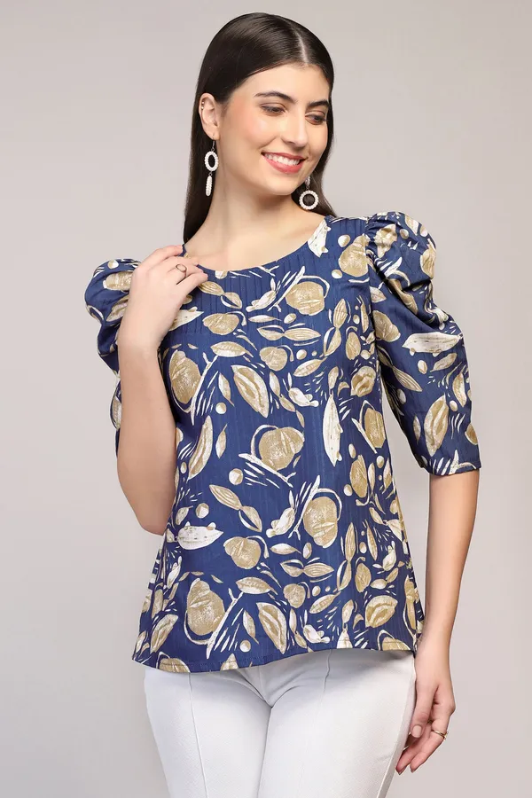 Blue_Cotton_Blend_Abstract_Printed_Regular_Style_Hip_Length_Top_For_Women