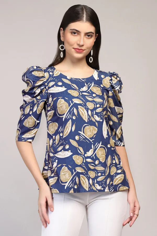 Blue_Cotton_Blend_Abstract_Printed_Regular_Style_Hip_Length_Top_For_Women