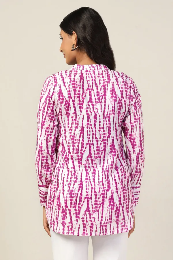 Pink_Slub_Tie_&_Dye_Printed_Casual_Hip_Length_Top_For_Women