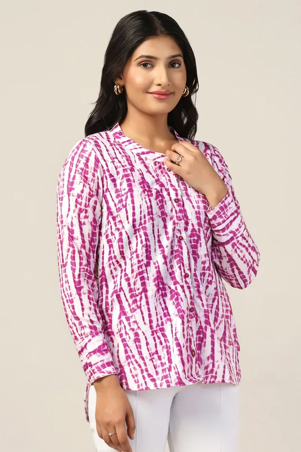 Pink_Slub_Tie_&_Dye_Printed_Casual_Hip_Length_Top_For_Women